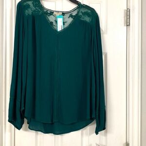 Elegant Green Lace Detail Top Mason & Belle